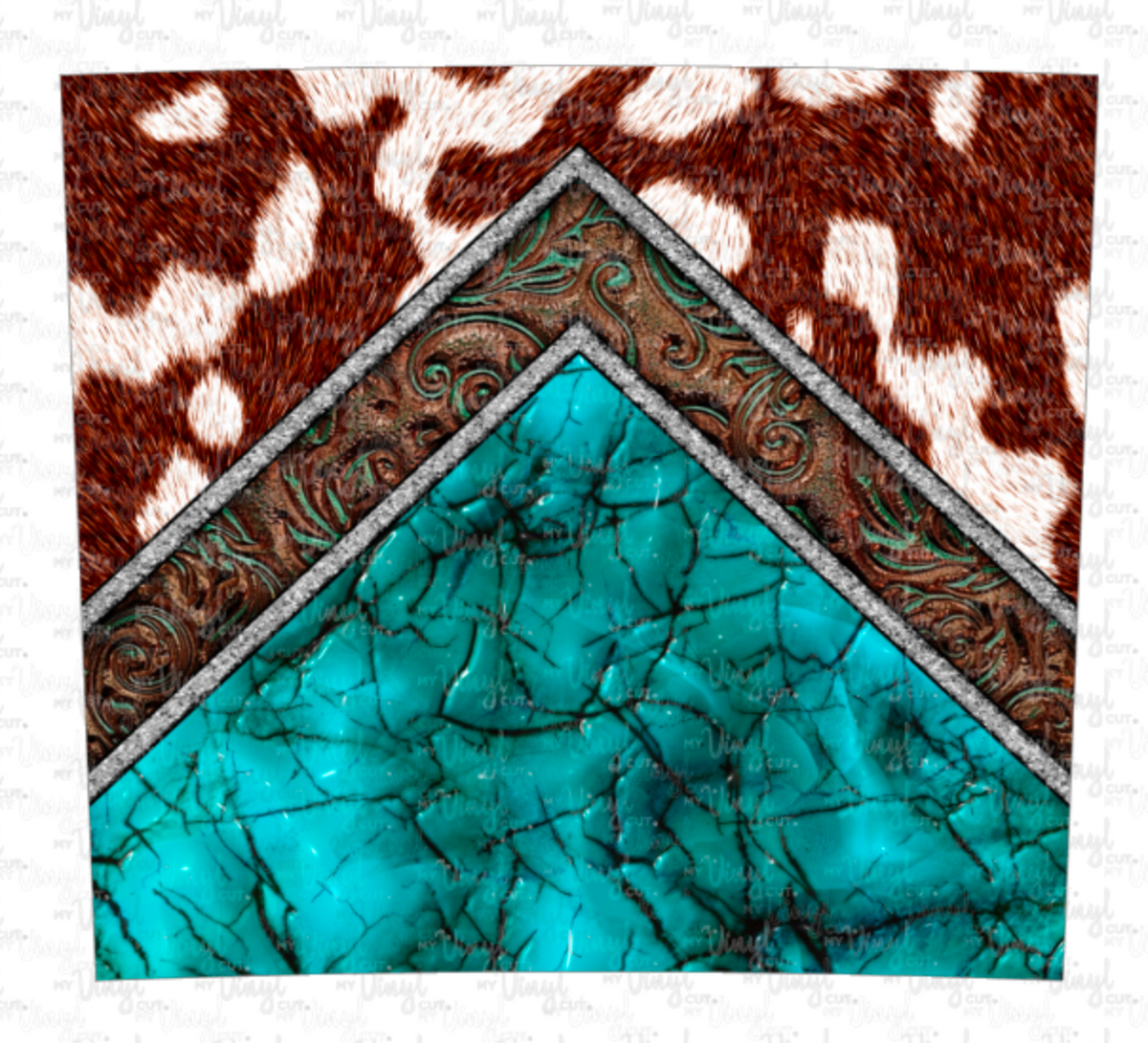Glass Can Sublimation Wrap, Cowhide & Turquoise