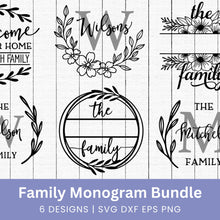 Load image into Gallery viewer, Family Monogram SVG Bundle