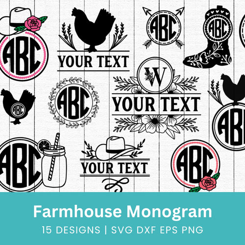 Farmhouse Monogram SVG Bundle
