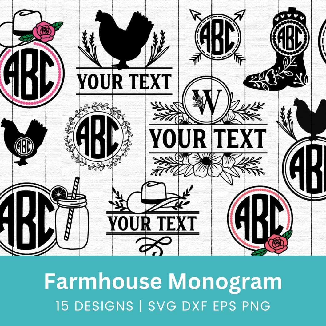 Farmhouse Monogram SVG Bundle
