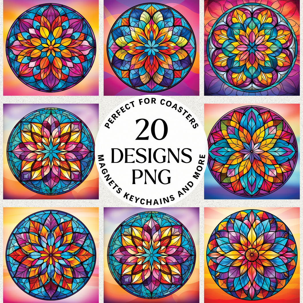 Simple Stained Glass Mandala Sublimation Bundle