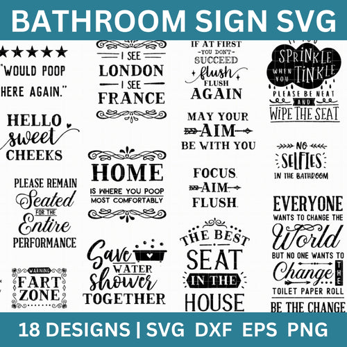 Bathroom Sign SVG Bundle