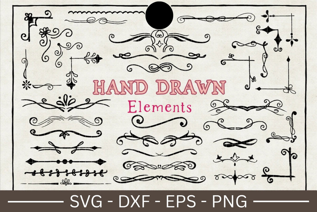 Hand Drawn Elements Illustration SVG Bundle
