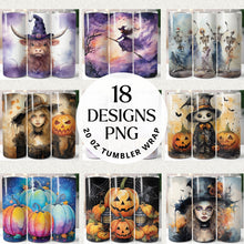 Load image into Gallery viewer, Watercolor Halloween Tumbler Wrap Bundle Digital Download