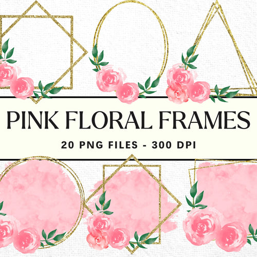 Pink Floral Frames Sublimation Bundle