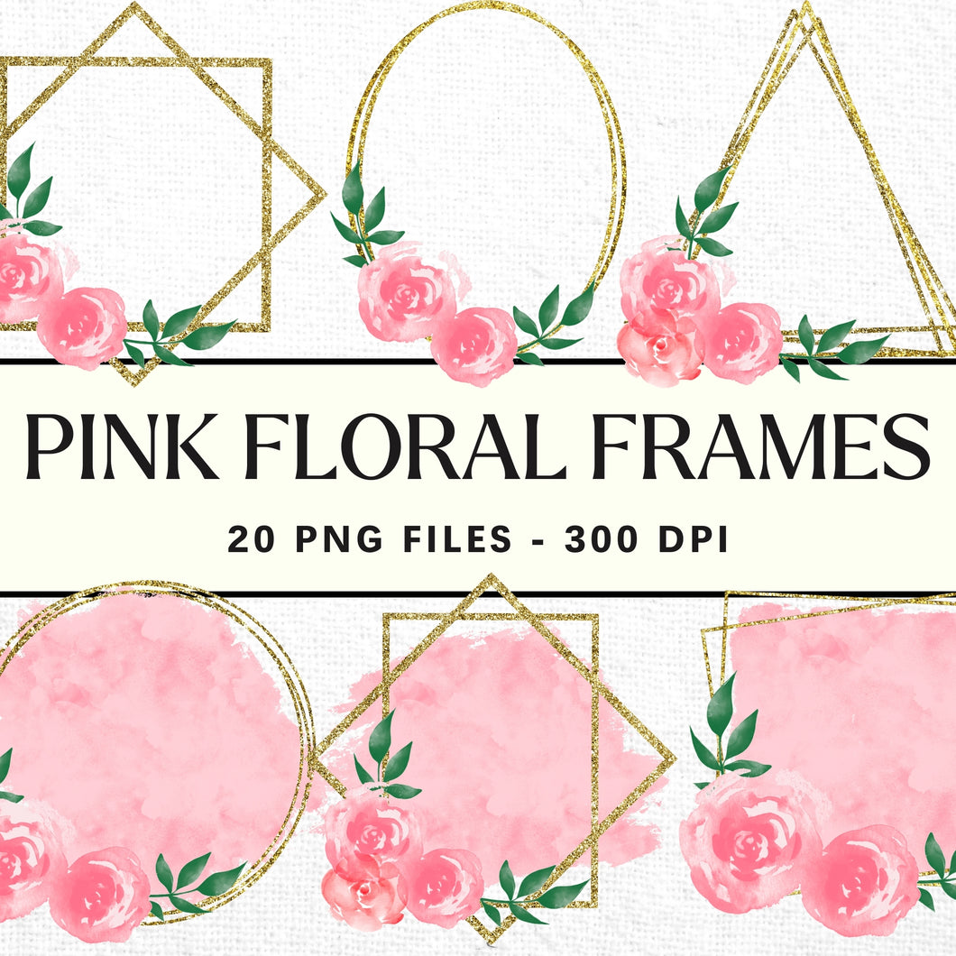 Pink Floral Frames Sublimation Bundle