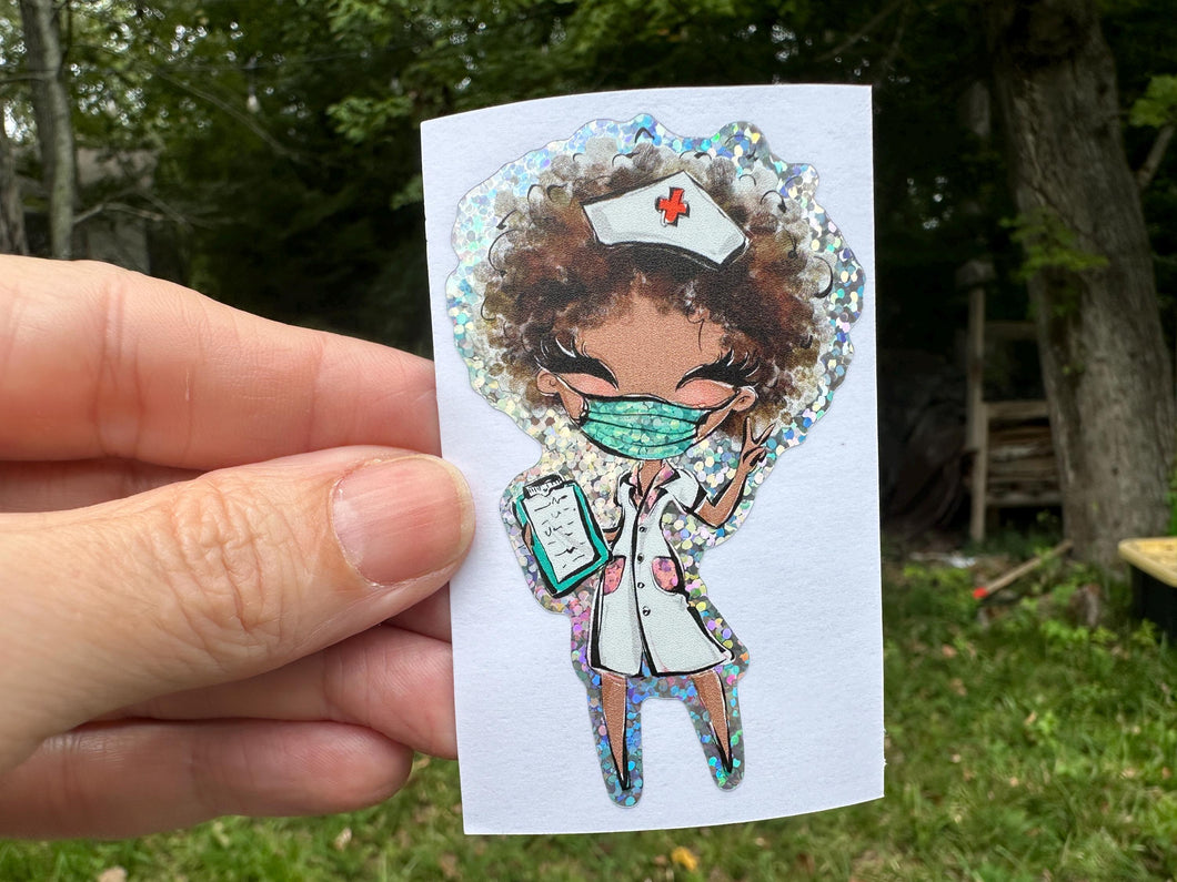 Sticker | 22L | Nurse | Waterproof Vinyl Sticker | White | Clear | Permanent | Removable | Window Cling | Glitter | Holographic