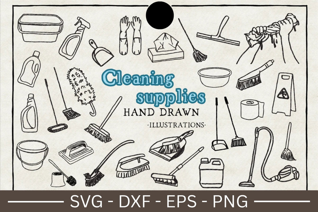 Cleaning Supplies Illustration SVG Bundle