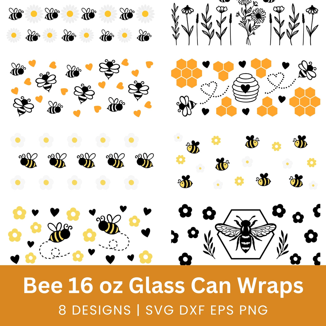 Bee Glass Wraps SVG Bundle