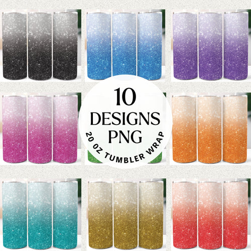 Ombre Glitter 20 oz Tumbler Wrap Digital Download