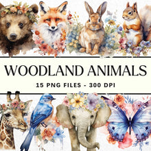 Load image into Gallery viewer, Watercolor Woodland Animal Sublimation Bundle