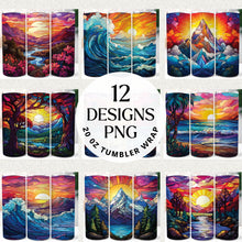 Load image into Gallery viewer, Stained Glass Landscape 20 oz Tumbler Bundle Digital Download