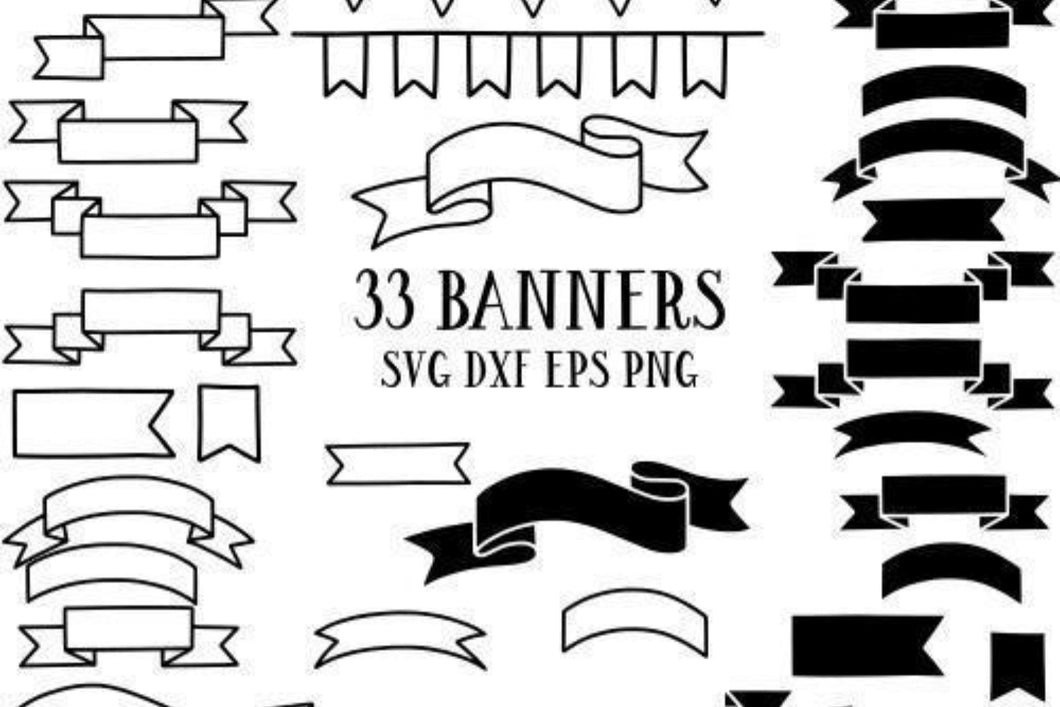 Hand Drawn Banners Illustration SVG Bundle
