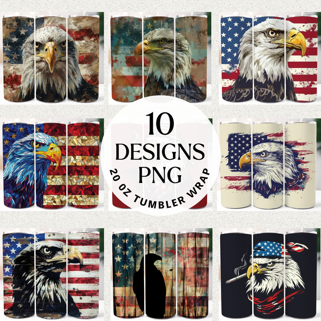 Patriotic Eagle 20 oz Tumbler Bundle Digital Download
