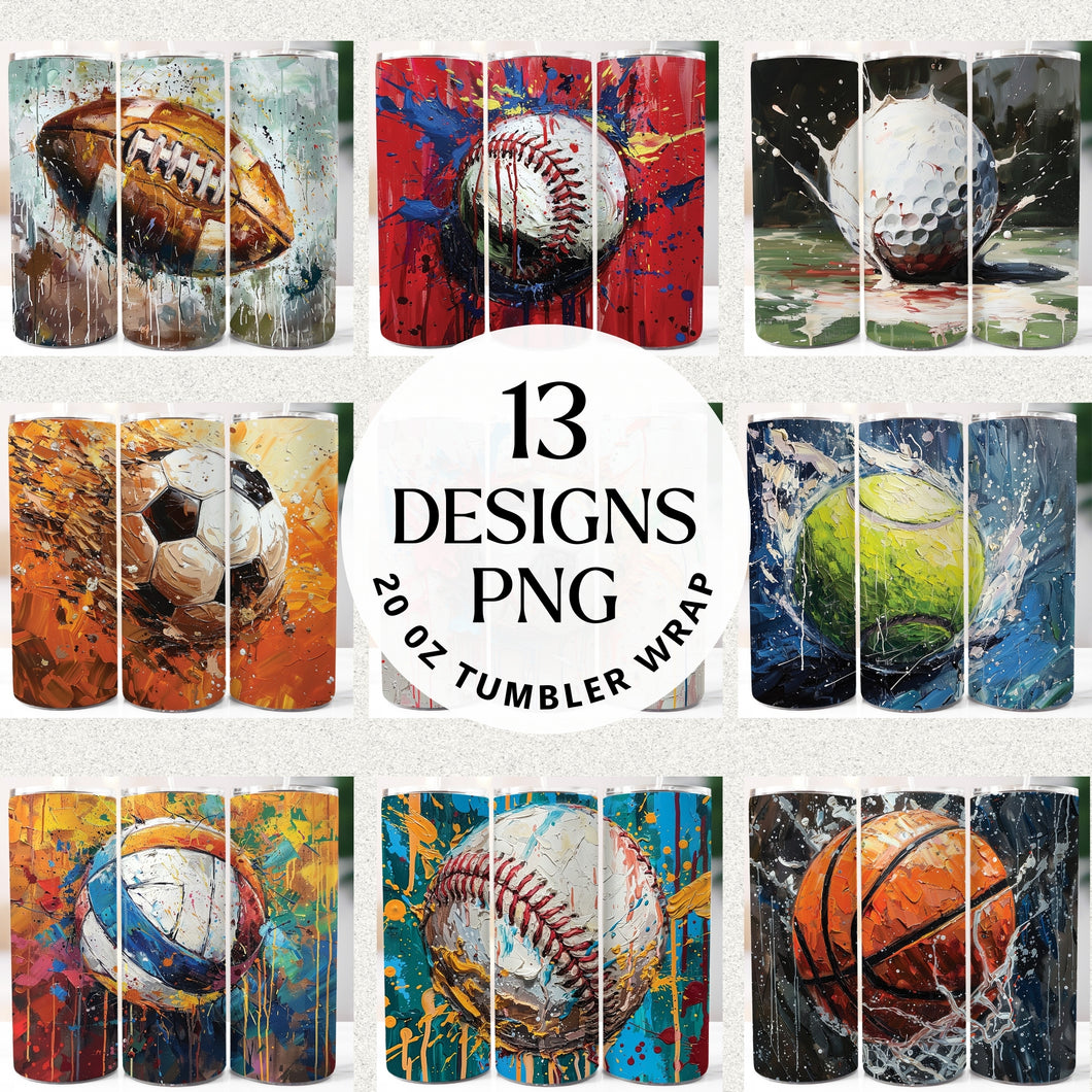 Sports 20 oz Tumbler Wrap Bundle Digital Download