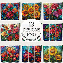 Load image into Gallery viewer, Flowers Stained Glass 20 oz Tumbler Bundle Digital Download