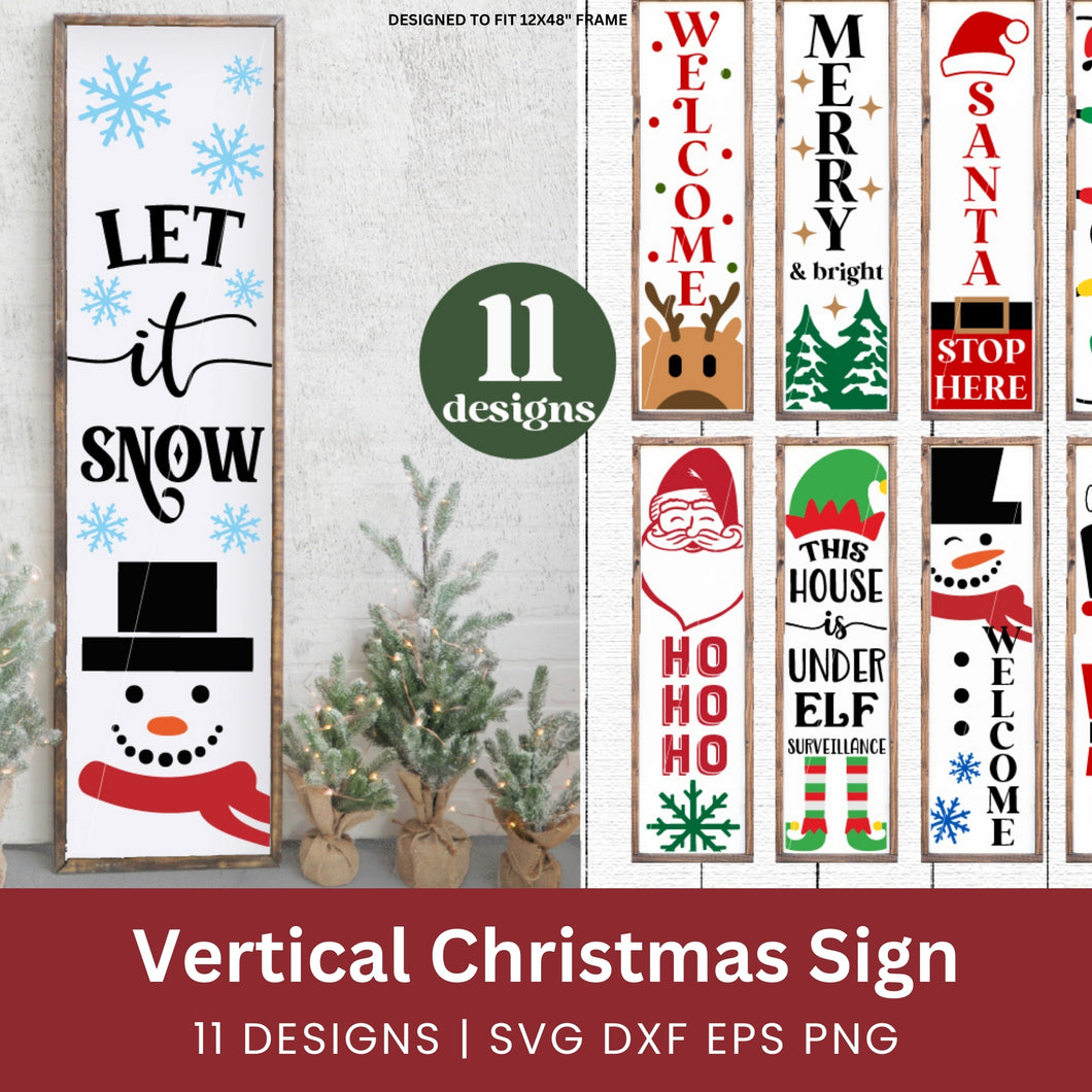 Christmas Vertical Porch Sign SVG Bundle