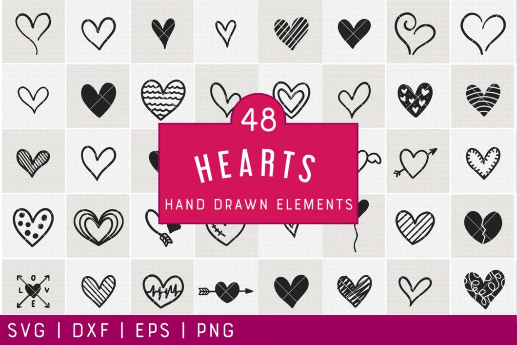Heart Doodles Illustration SVG Bundle