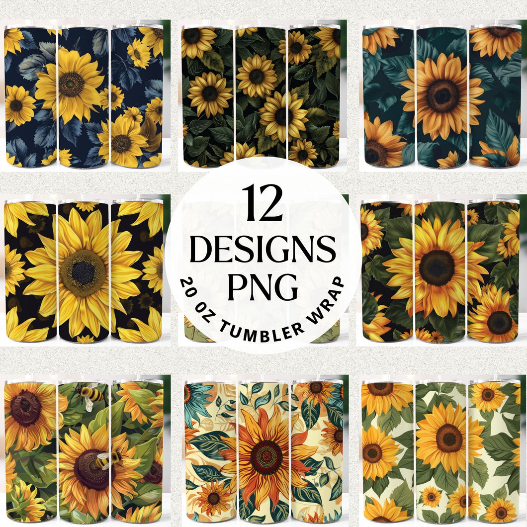Sunflowers 20 oz Tumbler Bundle Digital Download