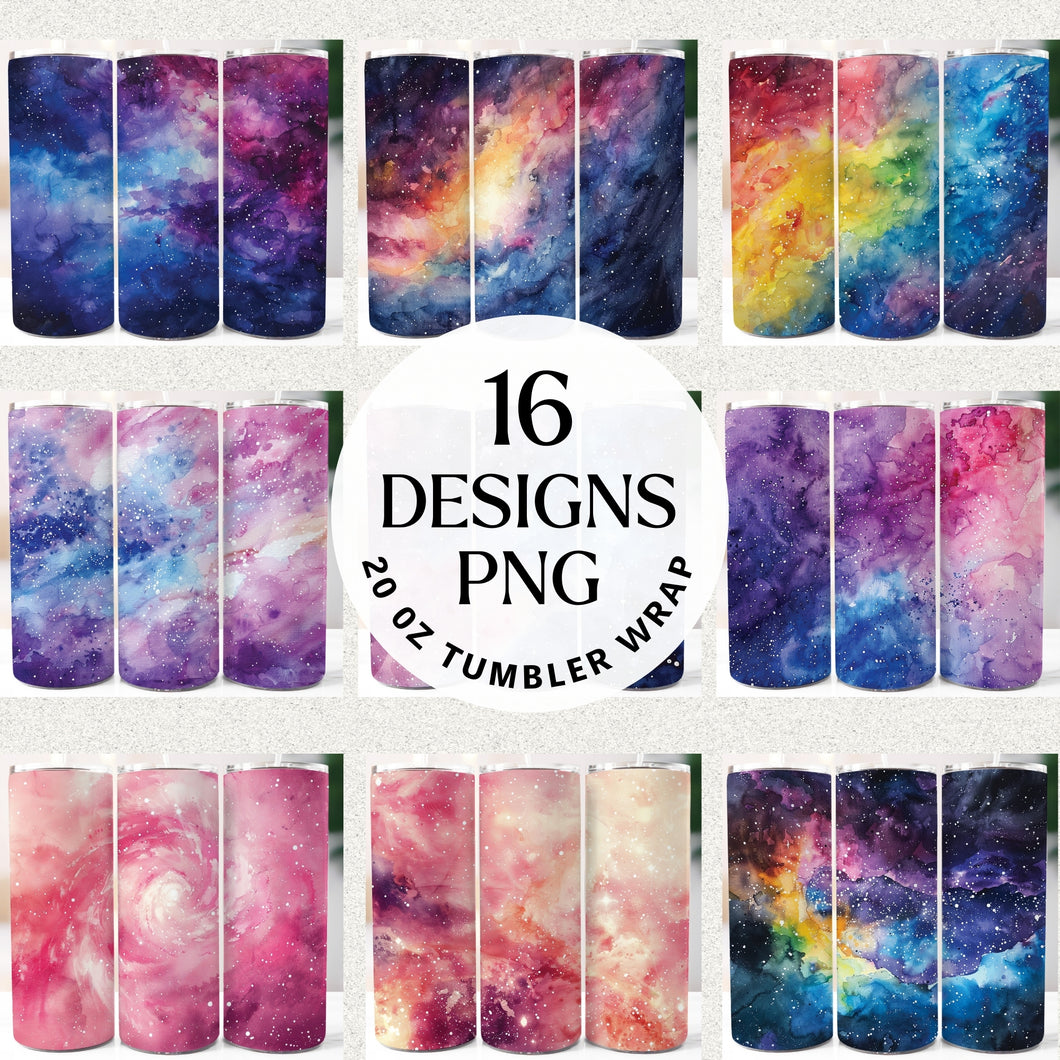 Watercolor Galaxy 20 oz Tumbler Bundle Digital Download