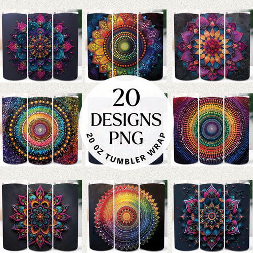 Mandala 20 0z Tumbler Bundle Digital Download