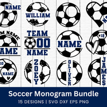 Load image into Gallery viewer, Soccer Monogram SVG Bundle