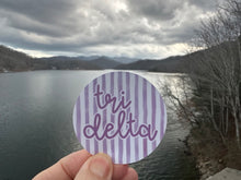 Load image into Gallery viewer, Sticker | DDD_F | Tri Delta Watercolor Stripes Circle Sticker | Waterproof Vinyl Sticker | Permanent | Window Cling |