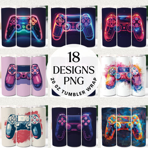 Gaming Controller 20 oz Tumbler Bundle Digital Download