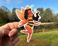 Load image into Gallery viewer, Sticker | 70I | Fairy Bee Girl | Waterproof Vinyl Sticker | White | Clear | Permanent | Removable | Window Cling | Glitter | Holographic