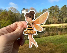 Load image into Gallery viewer, Sticker | 70L | Fairy Bee Girl | Waterproof Vinyl Sticker | White | Clear | Permanent | Removable | Window Cling | Glitter | Holographic