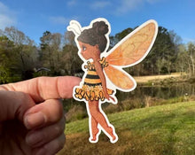 Load image into Gallery viewer, Sticker | 70N | Fairy Bee Girl | Waterproof Vinyl Sticker | White | Clear | Permanent | Removable | Window Cling | Glitter | Holographic