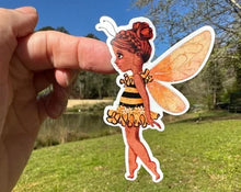 Load image into Gallery viewer, Sticker | 70O | Fairy Bee Girl | Waterproof Vinyl Sticker | White | Clear | Permanent | Removable | Window Cling | Glitter | Holographic