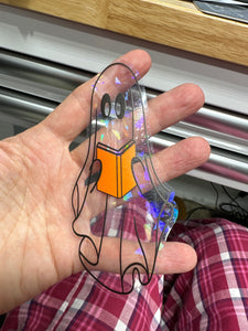 Clear Bookmark or Sticker Reading Ghost