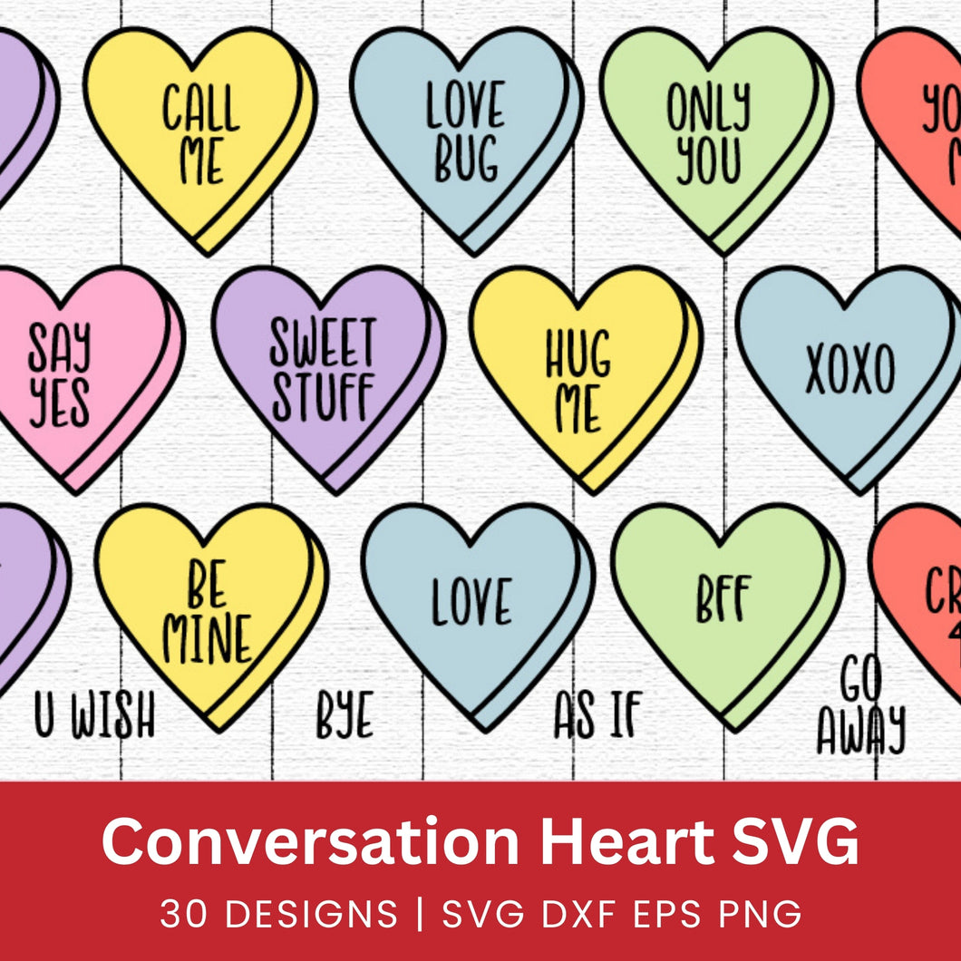 Conversation Hearts SVG Bundle