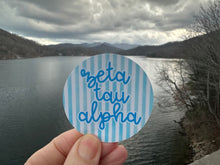 Load image into Gallery viewer, Sticker | ZTA_F | Zeta Tau Alpha Watercolor Stripes Circle Sticker | Waterproof Vinyl Sticker | Permanent | Window Cling