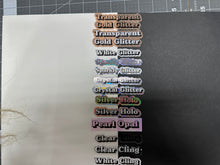 Load image into Gallery viewer, Sticker | E | Coquette Cherry Hearts | Waterproof Vinyl Sticker | White | Clear | Permanent | Removable | Window Cling | Glitter | Holographic