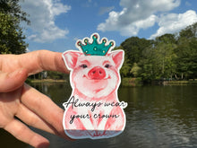 Load image into Gallery viewer, Sticker | 59H | Pig in Crown | Waterproof Vinyl Sticker | White | Clear | Permanent | Removable | Window Cling | Glitter | Holographic