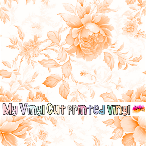 Printed Vinyl & HTV Orange Toile C Patterns 12 x 12 inch sheet