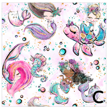 Load image into Gallery viewer, Printed Vinyl, HTV Mermaids, Please Patterns 12 x 12 inch sheet