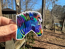 Load image into Gallery viewer, Sticker | 43C | Colorful Zebra | Waterproof Vinyl Sticker | White | Clear | Permanent | Removable | Window Cling | Glitter | Holographic