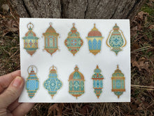Load image into Gallery viewer, Sticker Sheet | Set of Moroccan Lantern Stickers | 5 x 7 sticker sheet