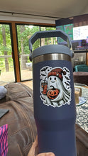 Load image into Gallery viewer, Sticker | Ghost with Coffee | Waterproof Vinyl Sticker | Permanent