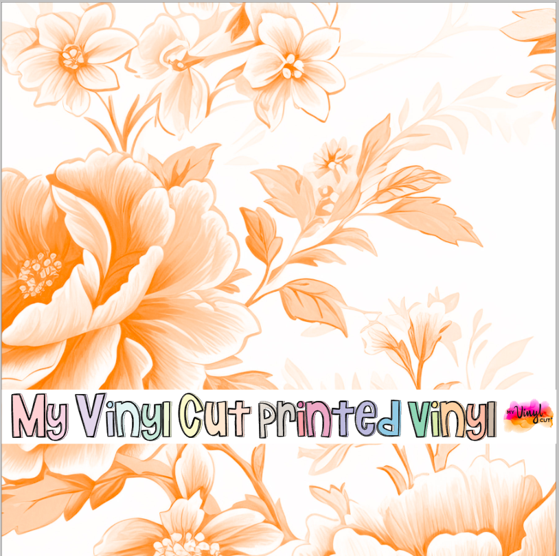 Printed Vinyl & HTV Orange Toile F Patterns 12 x 12 inch sheet