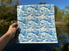 Load image into Gallery viewer, Printed Vinyl &amp; HTV Blue Chinoiserie Toile Pattern 12 x 12 inch sheet