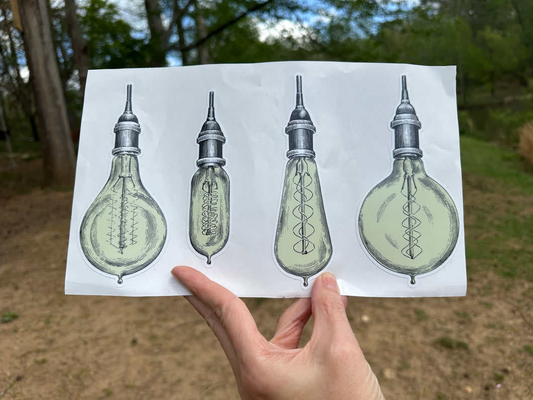 Sticker Sheet | Set of 4 Vintage Light Bulb Stickers |