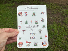 Load image into Gallery viewer, Sticker Sheet | Set #6 | planner stickers | Mushrooms | 5 x 7 inch sheet | permanent adhesive | waterproof ink