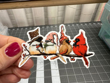 Load image into Gallery viewer, Sticker | 35L | Winter Birds on a Branch | Waterproof Vinyl Sticker | White | Clear | Permanent | Removable | Window Cling | Glitter | Holographic