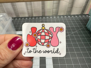 Sticker | 35J | Joy to the World | Waterproof Vinyl Sticker | White | Clear | Permanent | Removable | Window Cling | Glitter | Holographic