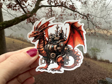 Load image into Gallery viewer, Sticker |  | Steampunk Dragon | Waterproof Vinyl Sticker | White | Clear | Permanent | Removable | Window Cling | Glitter | Holographic