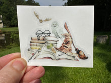 Load image into Gallery viewer, Sticker | 86F | Wizard Books and Snitch | Waterproof Vinyl Sticker | White | Clear | Permanent | Removable | Window Cling | Glitter | Holographic